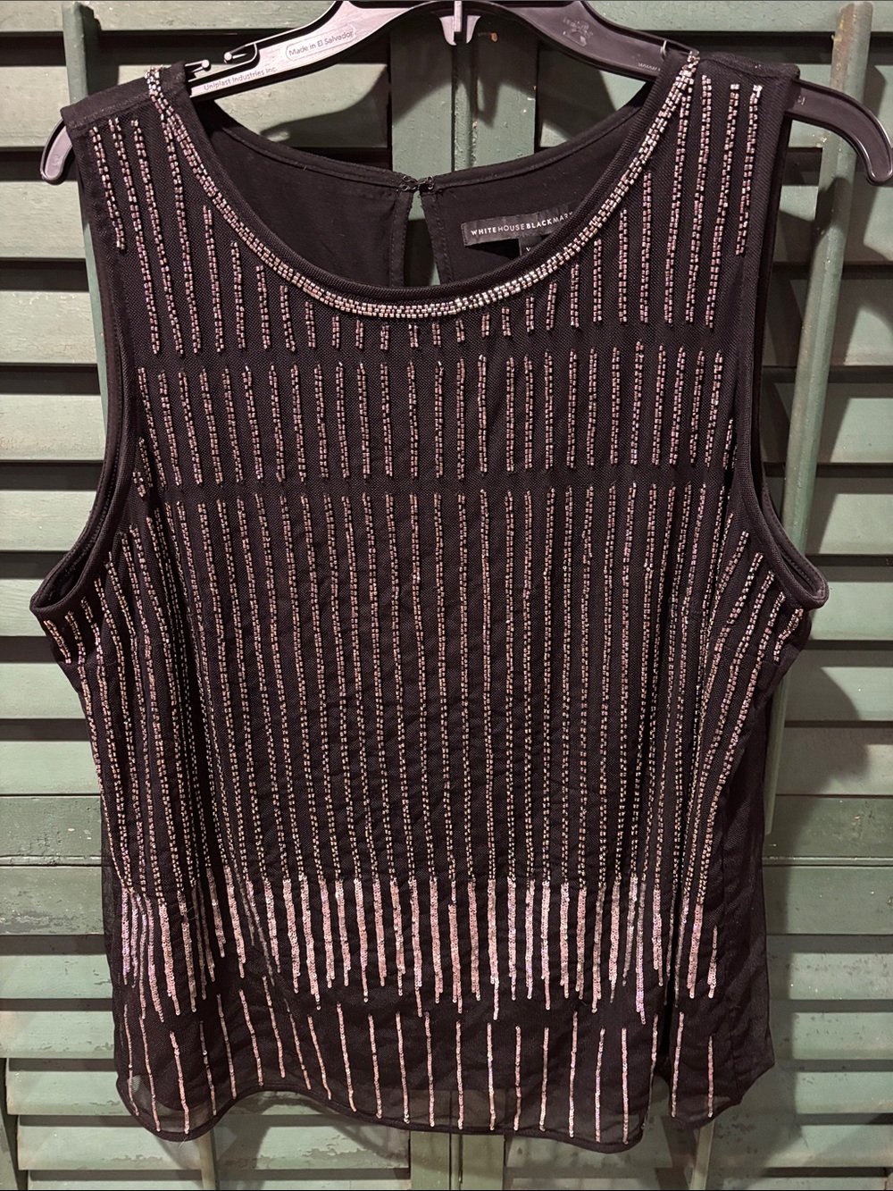 White House Black Market Black Beaded Sleeveless Top